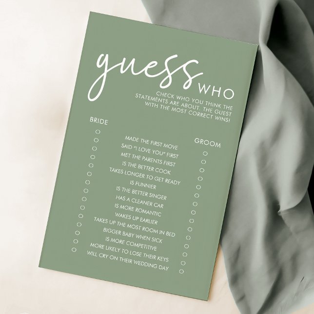 Sage Minimalist Guess Who Bridal Shower Game (Creator Uploaded)