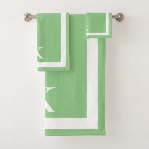 Sage Minimalist Monogrammed Luxury Spa  Bath Towel Set