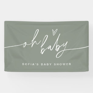 SAGE Minimalist Oh Baby Shower Welcome Banner