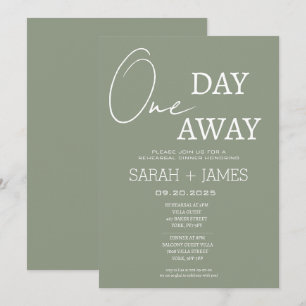 Sage Minimalist One Day Away Rehearsal Dinner  Invitation