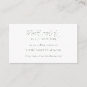 Sage Minimalist Online RSVP Wedding Website Enclosure Card