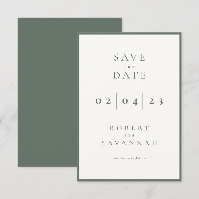 Sage Minimalist Save the Date Card (Front/Back)