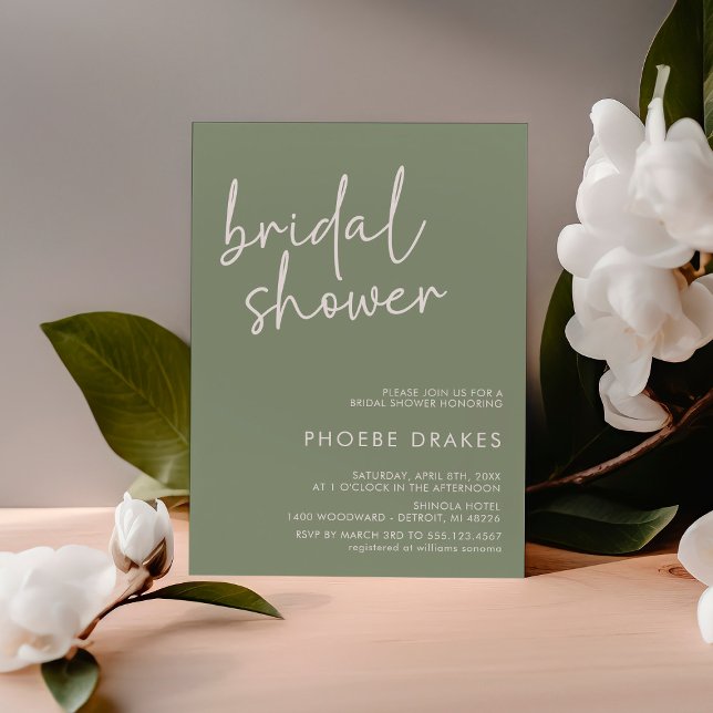 Sage Minimalist Script Bridal Shower Invitation (Creator Uploaded)
