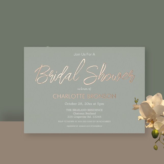 Sage Minimalist Script Bridal Shower Rose Gold  (Creator Uploaded)