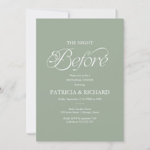 Sage Minimalist The Night Before Rehearsal Dinner  Invitation