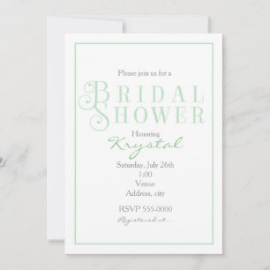 Sage Mint & White Bridal Shower Chic Invitation