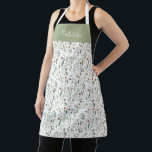 Sage modern minimal botanical elegant personalised apron<br><div class="desc">Modern minimum foliage green script personalised apron. Hand painted eucalyptus,  minimal foliage and modern rustic rattan wreath give this design a luxurious feel. In classy greens,  browns,  black,  sage green and greys.</div>
