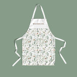 Sage modern minimal botanical elegant personalised apron<br><div class="desc">Modern minimum foliage green script personalised apron. Hand painted eucalyptus,  minimal foliage and modern rustic rattan wreath give this design a luxurious feel. In classy greens,  browns,  black,  sage green and greys.</div>