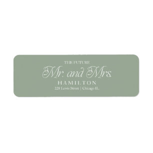 Sage Modern Minimalist Future Mr and Mrs Return Address Label