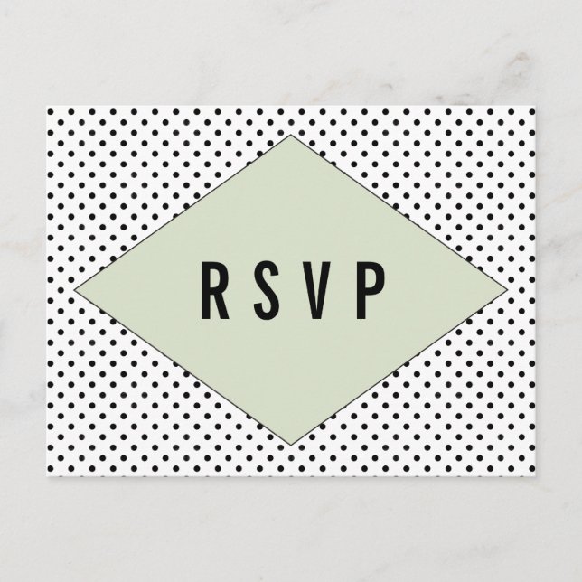 Sage Modern Polka Dots RSVP Postcard (Front)