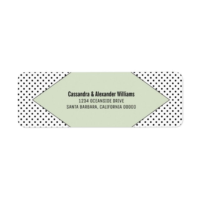 Sage Modern Polka Dots Wedding Return Address Label (Front)