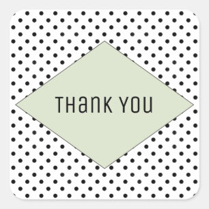 Sage Modern Polka Dots Wedding Thank You Square Sticker