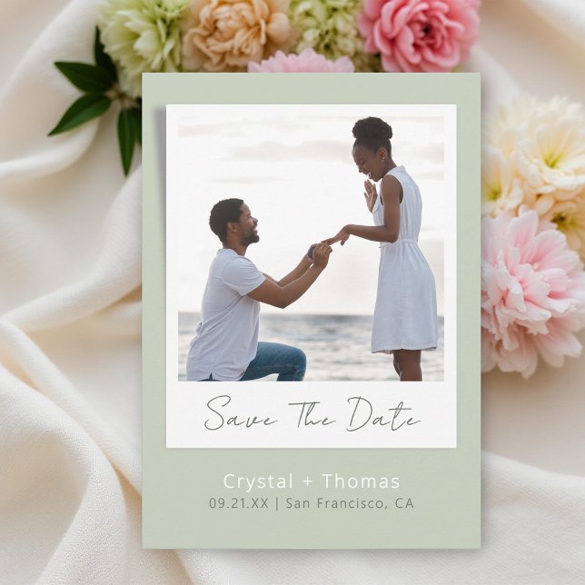 Sage Modern Wedding Photo Save The Date (Creator Uploaded)