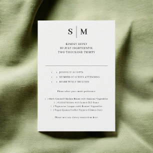 Sage Monogram Classic Wedding RSVP Card