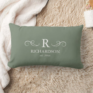 Sage Monogram Lumbar Pillow