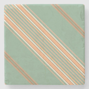 Sage Moss Green and Ecru, Stripes Square Coaster