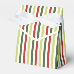 Sage, Moss, Red and Ivory Striped Favour Box