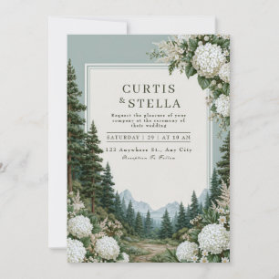 Sage Mountain Hydrangea Wedding Invitation
