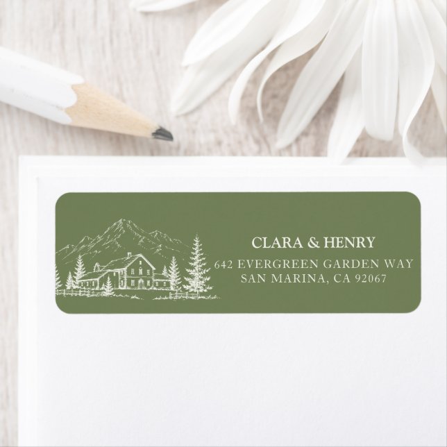 Sage Mountain Wedding Address Label Return Address Label (Insitu)