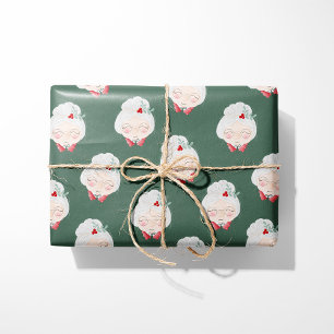Sage Mrs. Claus Faces Christmas Wrapping Paper