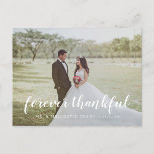 Sage Multi Photo Hand Lettering Thank You Wedding Postcard