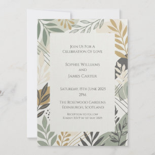 Sage Mustard Botanical Wedding Invitation