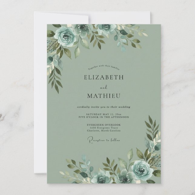 Sage Muted Forest Wedding Invitation (Front)