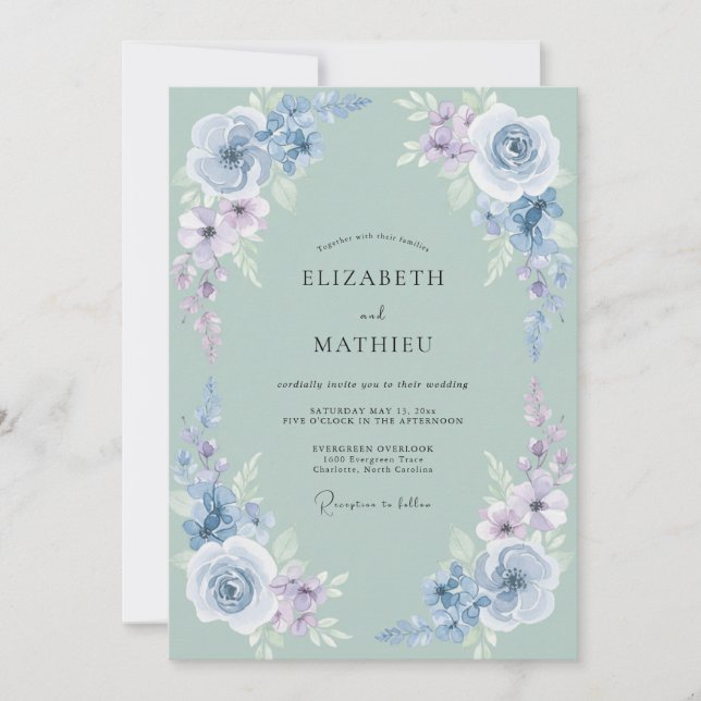 Sage Muted Nature Wedding Invitation (Front)