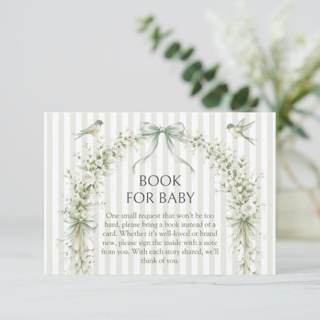 Sage Nesting Party Baby Shower Books for Baby Enclosure Card (Standing Front)