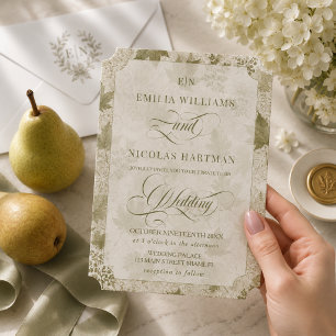 Sage Neutral Elegant Wedding Invitation