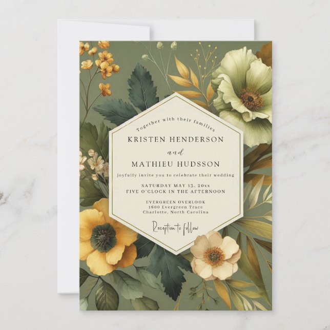 Sage Ochre Autumn Wedding Invitation (Front)