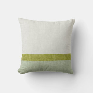 Sage Olive and Light Green Striped Textured Modern Cushion
