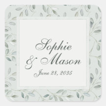 Sage Olive Branch Wedding Sticker