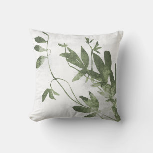 Sage Olive Green Botanical Herb Leaves Cushion