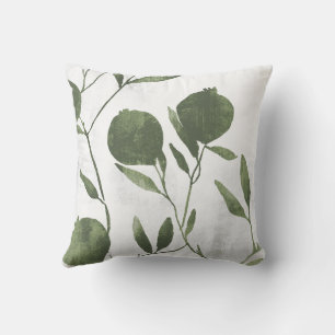 Sage Olive Green Botanical Pomegranate Minimalist Cushion