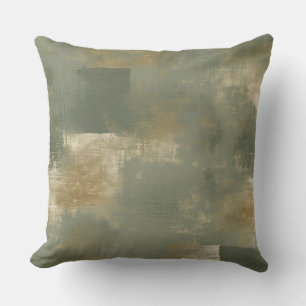 Sage Olive Green Gold Abstract Cushion