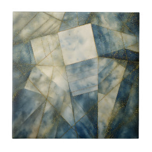 Sage Olive Green Gold Geometric Abstract Natural Ceramic Tile