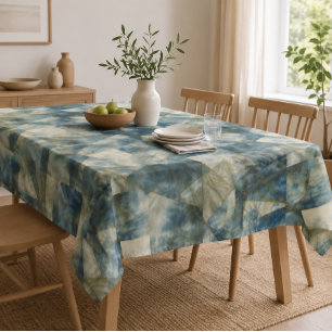 Sage Olive Green Gold Geometric Abstract Natural Tablecloth