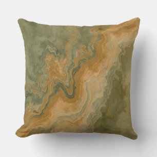 Sage Olive Green Mustard Yellow Print Cushion