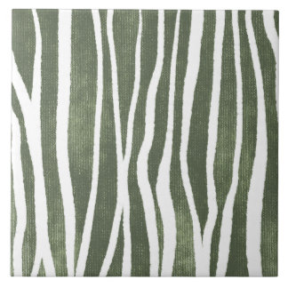 Sage Olive Green Painterly Geometrical Art 07 Ceramic Tile