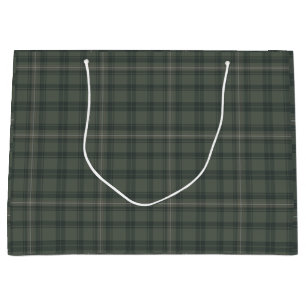 Sage Olive Green Plaid   Modern Rustic Holiday Large Gift Bag