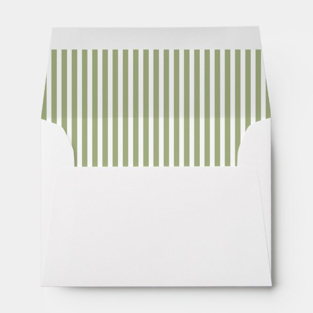 Sage Olive Green Stripe Lined Envelope (Back (Bottom))