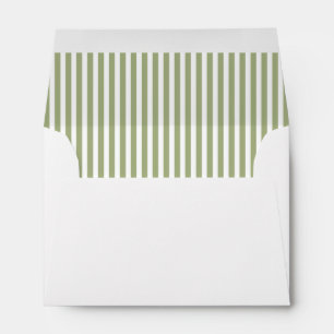 Sage Olive Green Stripe Lined Envelope