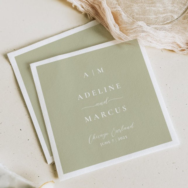 Sage Olive Green Wedding Napkin (Creator Uploaded)