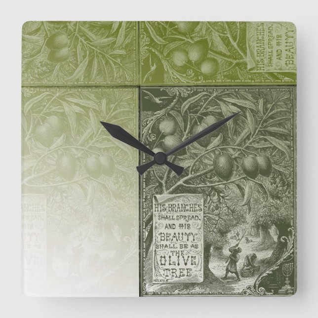 Sage Olive Tree Square Wall Clock (Front)