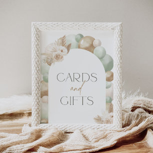 Sage Pampas Grass Arch Baby Shower Cards and Gifts Poster