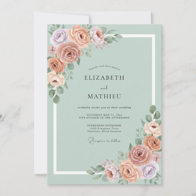 Sage Peaceful Botanical Wedding Invitation (Front)