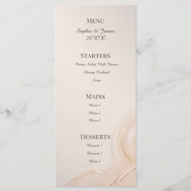 Sage Peach Botanical Wedding Menu (Front)