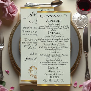 Sage Pearl/Gold - Monogram & Thank You Menu