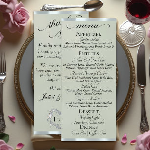 Sage Pearl/Silver - Monogram & Thank You Menu